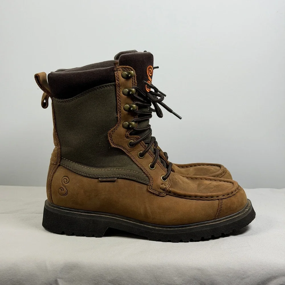 SHE Outdoor Womens Brown Leather Waterproof Hunting Boots Moc Toe Size 9